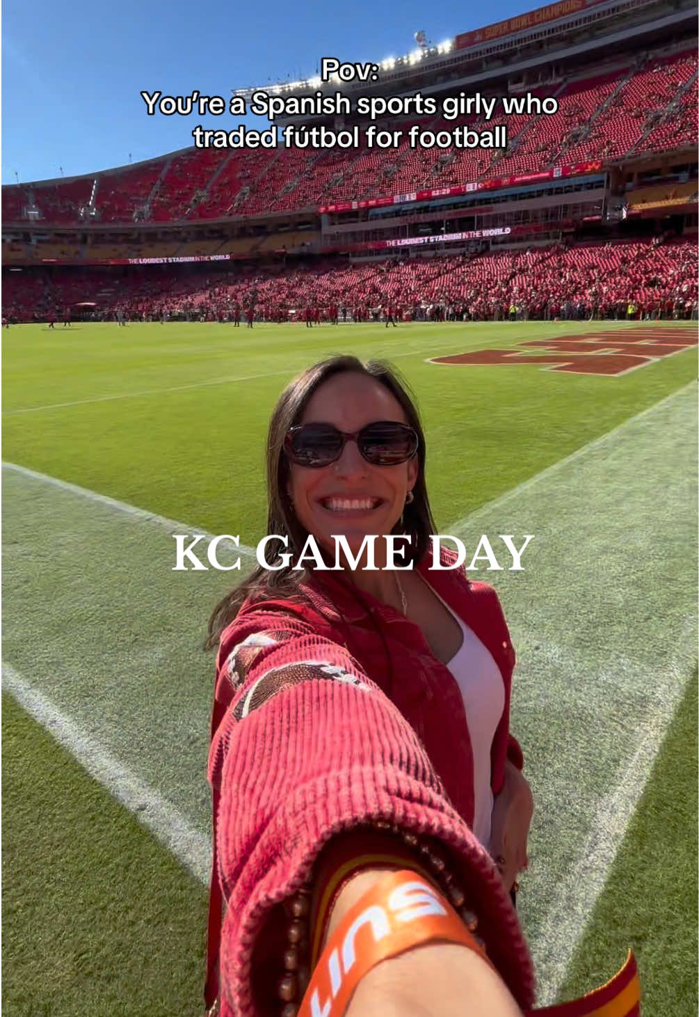 From Spanish tapas to tailgates🤌🏼  thank you @Chiefs for inviting me today to celebrate the global reach of football. I loved seeing international flag football stars and global football culture throughout the game! It was so cool!! #chiefskingdom #chiefs #kansascitychiefs #gameday #kc @KansasCity @NFLEspana 