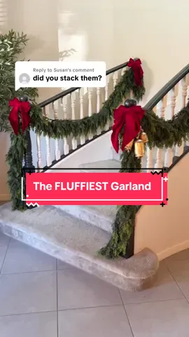 Replying to @Susan No stacking! ❤️ Here’s a video closer up! #christmasgarland #garland #christmasdecor #mantlegarland #mantledecor 
