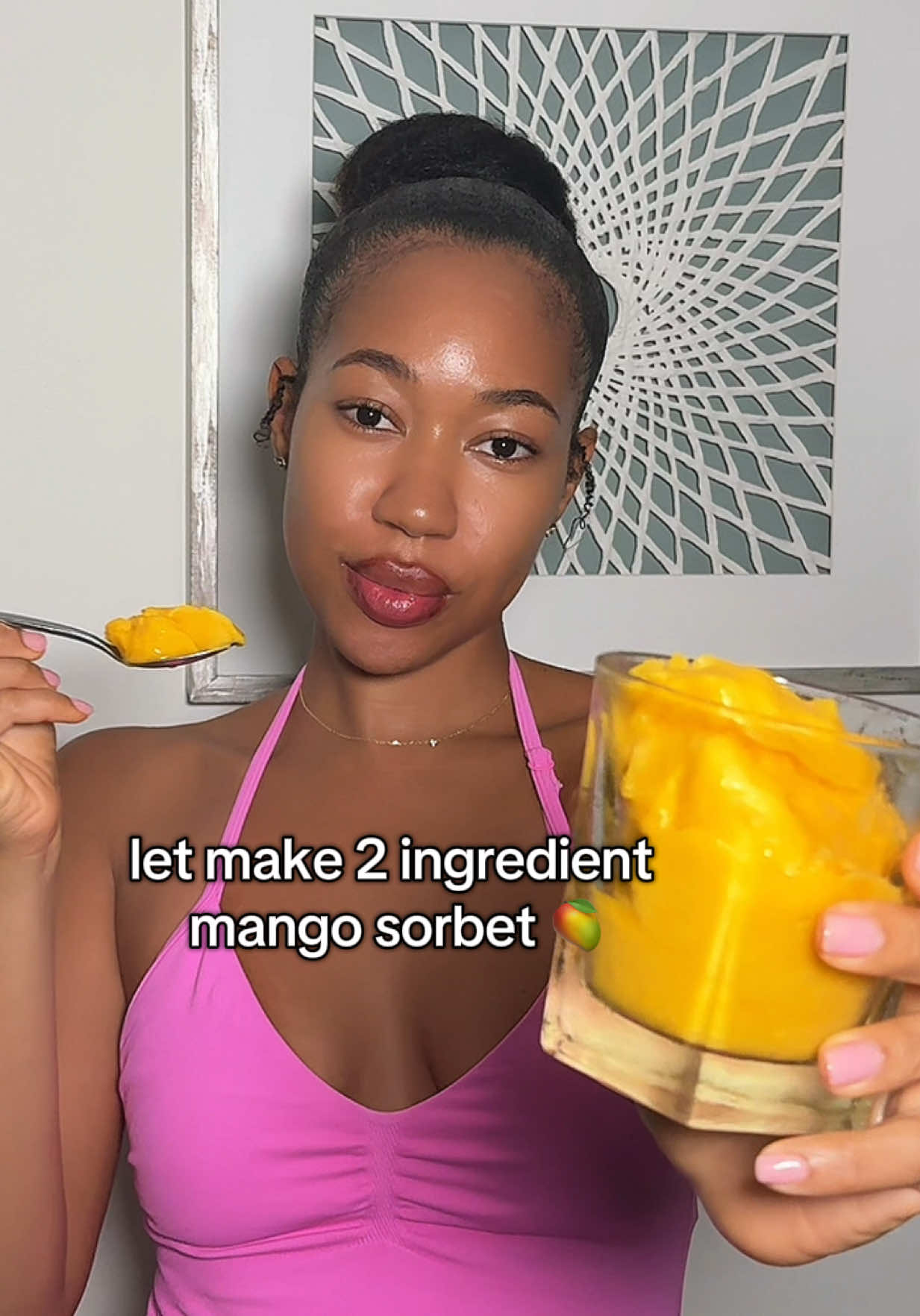 Simple quick easy mango sorbet 🥭The perfect healthy treat 🥭😋 Guilt free dessert  Mango sorbet recipe   #healthydessert 
