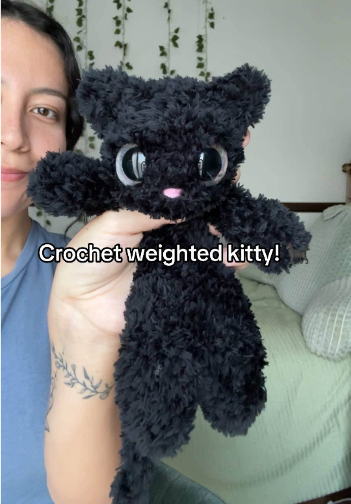 Crochet weighted kitty! 🐈‍⬛  Pattern by me (work in progress) plushies coming soon!  #crochet #amigurumi #plushies #cat #weightedstuffedanimal 