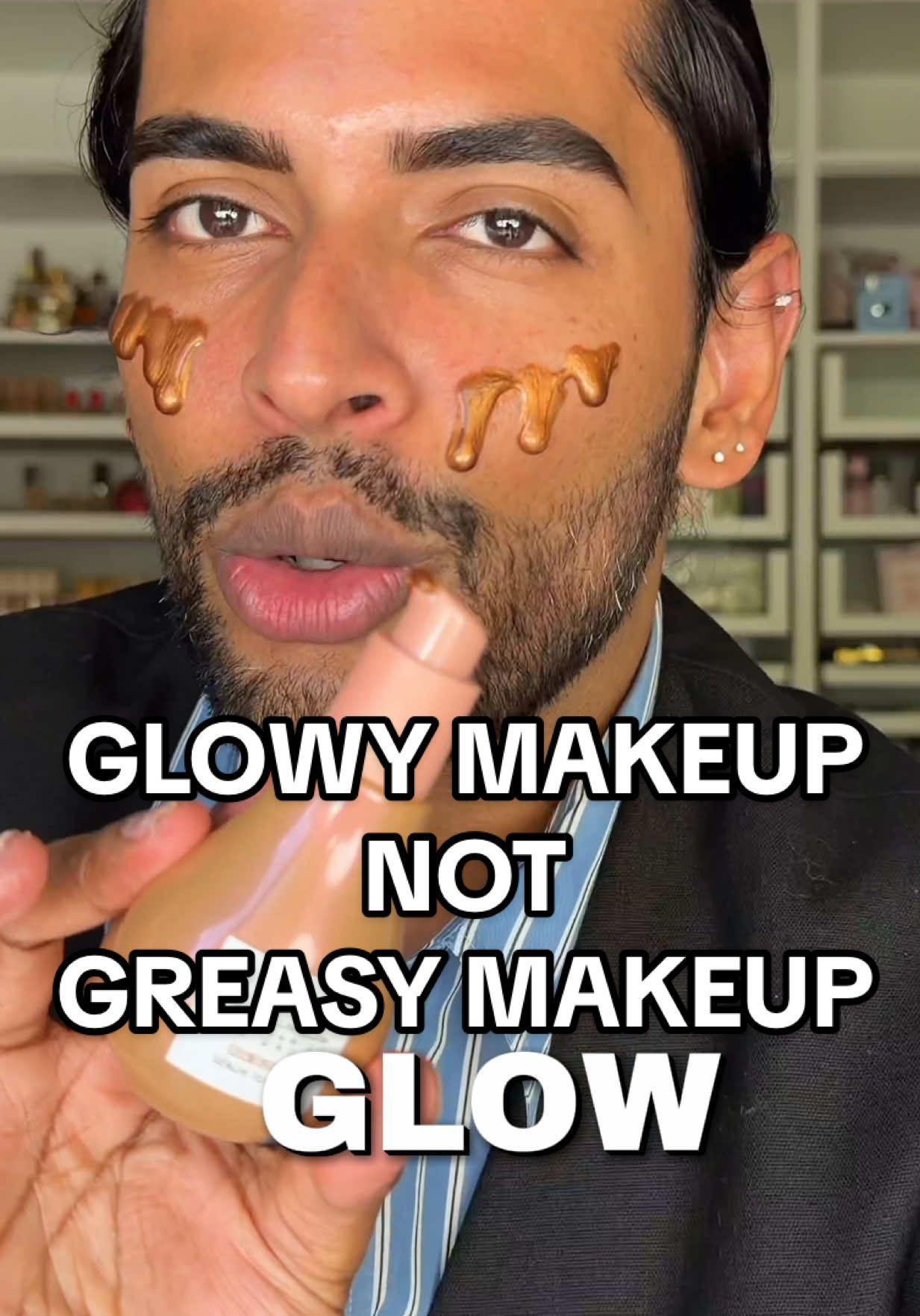 From GREASY to GLOWY makeup!! ✨😱  - layer your glow  - set your glow with powder  - use powder highlights to bring back the glass skin  - use creams selectively and in less quantity  - focus on eye or lip glow and amp it up!  - set the face so it’s nonstick and transferproof  #glowymakeup #glassskin #makeuptips #makeuptutorial 