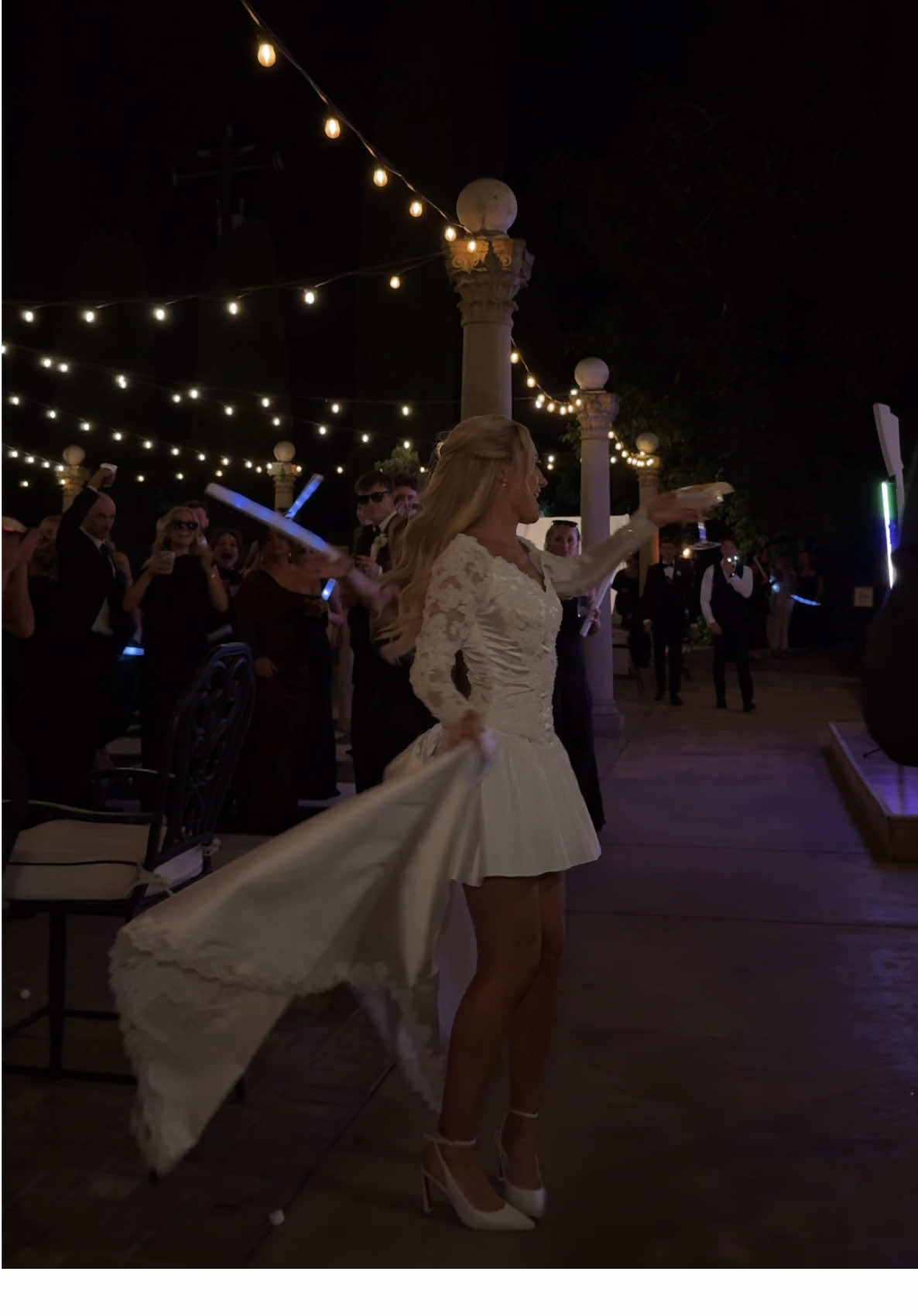 my stunning second look was my MIL’s wedding dress repurposed by @whenwewereyoung__ 🤍 I had this idea so early on in our engagement & obsessed with the way it turned out 😍 (also still loling at the fact that I bowed to everyone when I came out) #vintageweddingdress #dresschange #weddingdress #bride #weddingtok 