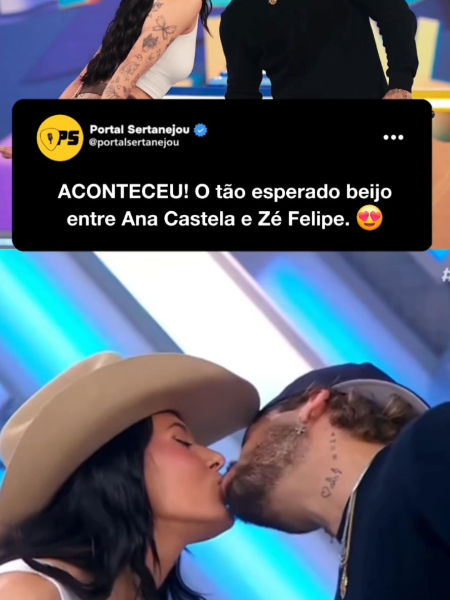 O tão esperado beijo saiu e a reação do Celso Portiolli foi sensacional 😂❤️ Vídeo Reprodução: @sbt #anacastela #zefelipecantor #domingolegal V326