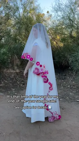 My end of the year sample sale is running right now on my website, while supplies last. Get select veils 50-80% off retail price. The veil as seen in this video, is included in this sale. Veils included in this sale are samples I made earlier this year, as well as random veils I’ve made.  Questions? Send me an email! Check out current inventory on my website, head over to my final sale collection.  #engaged #floralveil #nontraditionalwedding #weddingveil #weddingday 