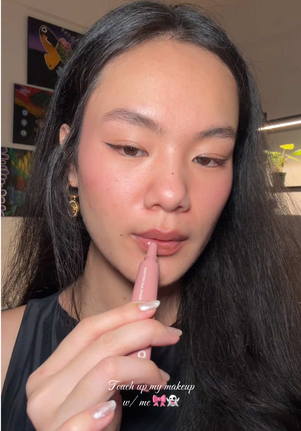 my makeup after 4 hours, need to touchup 🖤 #touchup #makeup #grwm #rhode #nars 