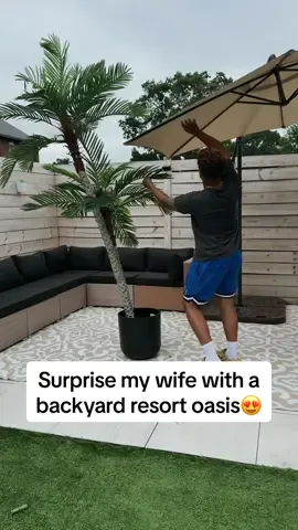 Words from hubby @Cru Alxndr 🥹🥲: She doesn’t need a vacation when peace lives at home 😉 I’ve learned that peace isn’t found in a plane ticket, (...sometimes it is tho if we being fr ✈️🌴🤭) --but it’s also created in the spaces we steward daily. As men, it’s on us to not just provide but to cultivate rest for our families. And sometimes that means picking up where our wives left off after a long day of taking care of the kids, and the laundry list of to-do's she's been trying to get to for weeks. She needs PEACE fellas!  So yeah, this yard isn’t just grass, fake palm trees and furniture, it’s a reminder that small acts of intentionality can change the atmosphere of a home and provide opportunities for our wives and kids to feel loved and cared for.  And I can’t lie… the backyard came out 🔥🔥🔥 too 😅  I love you babygirl @kathlynceleste 😘 _____ Life with him, life with her, #couplegoals #godlymarriage #husbandandwife #marriagetips #fyp 