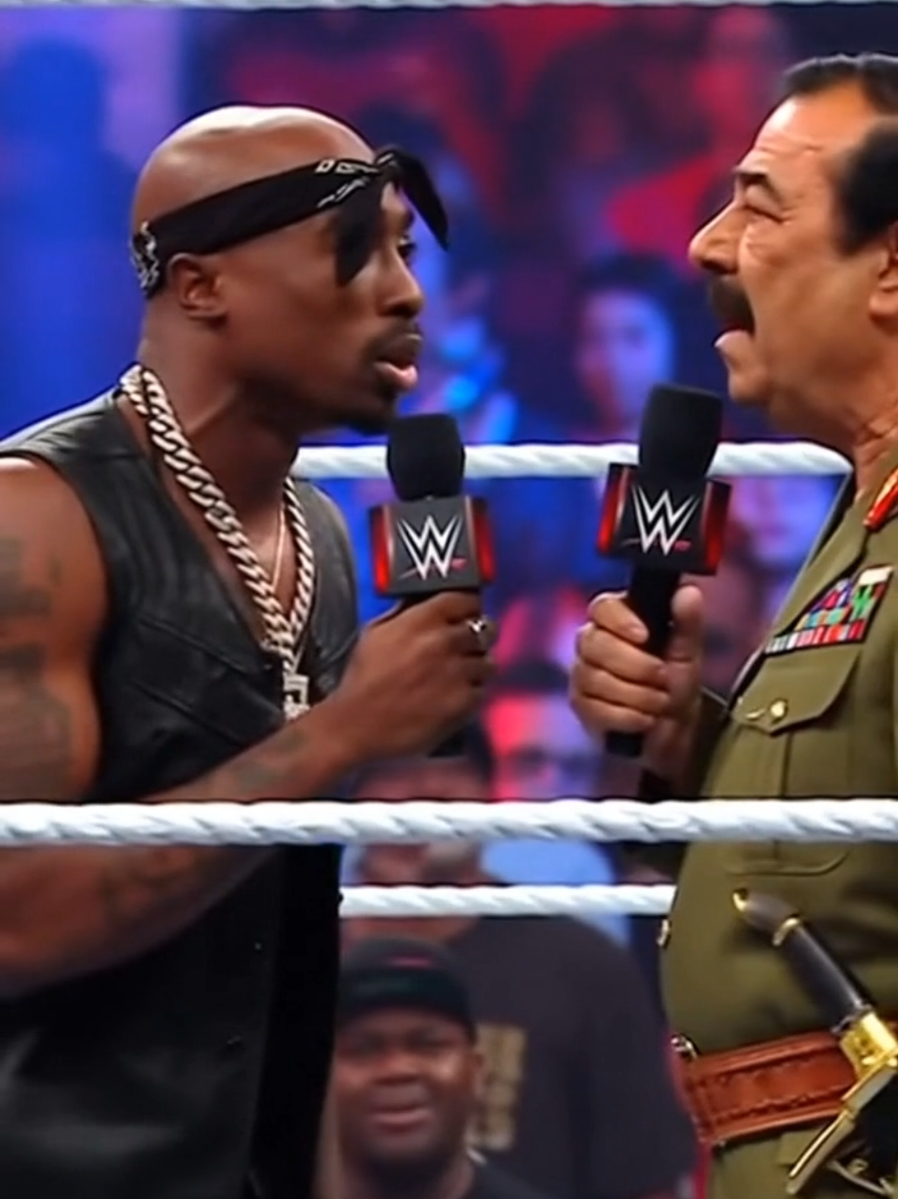 Tupac, Saddam got beef 😭💀 #wtf #WWE #tupac #saddam #viral 