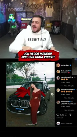 Jon Vlogs mandou mensagem pra Duda Rubert @Jon Vlogs #jonvlogs #dudarubert #clipstwitch #bdj 