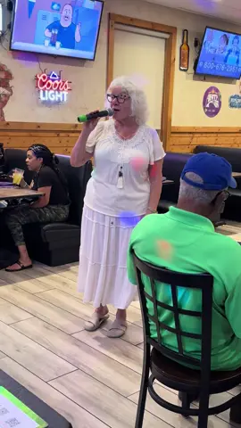 Ms. Pam killed it at karaoke at this Sunday with @DJ Chief singing Erykah Badu Bag Lady! #karaoke #stlouistakeover #happyhour #crowleytx #sundayfunday 
