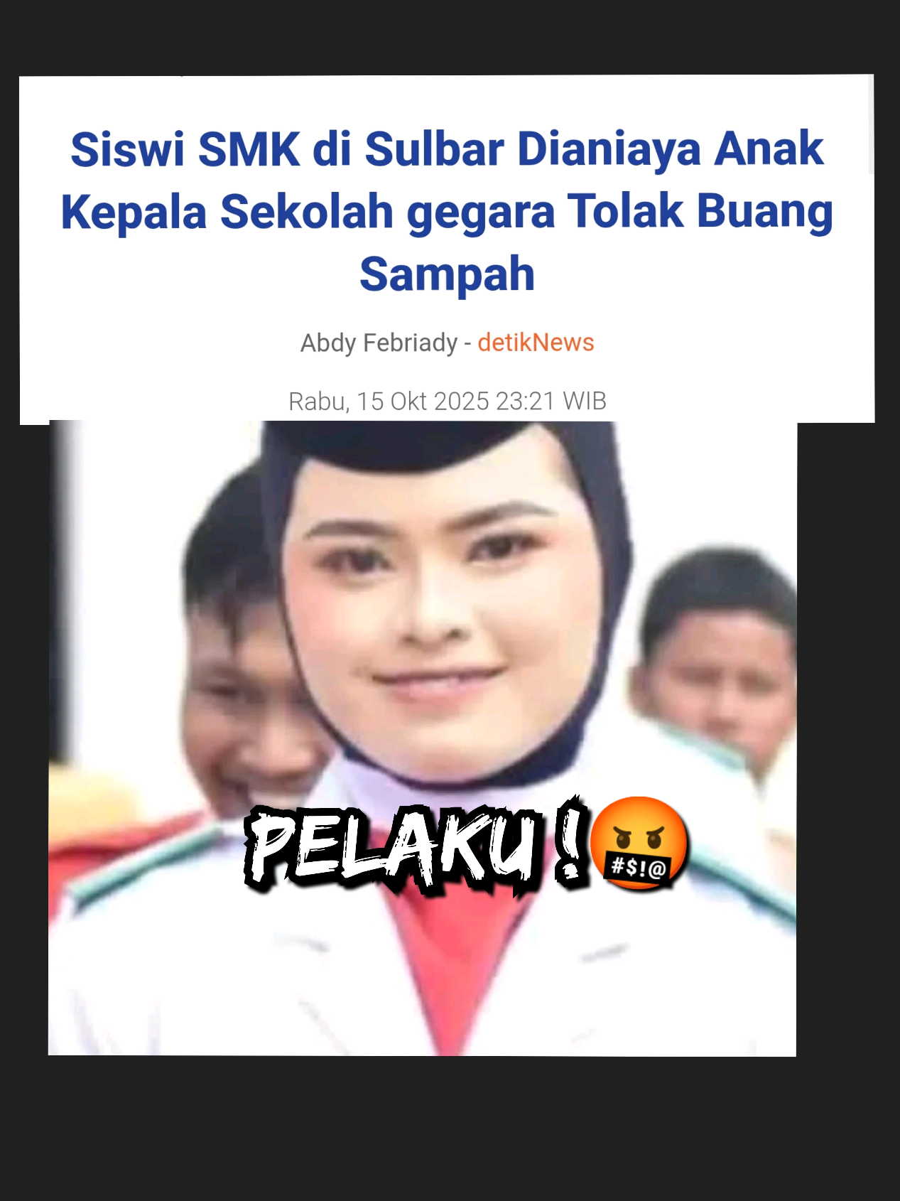 Siswi SMK Balanipa berinisial SA (16) di Kabupaten Polewali Mandar (Polman), Sulawesi Barat (Sulbar), di-bully hingga dianiaya rekannya. Pelaku berinisial RA (16) merupakan anak kepala sekolah. 