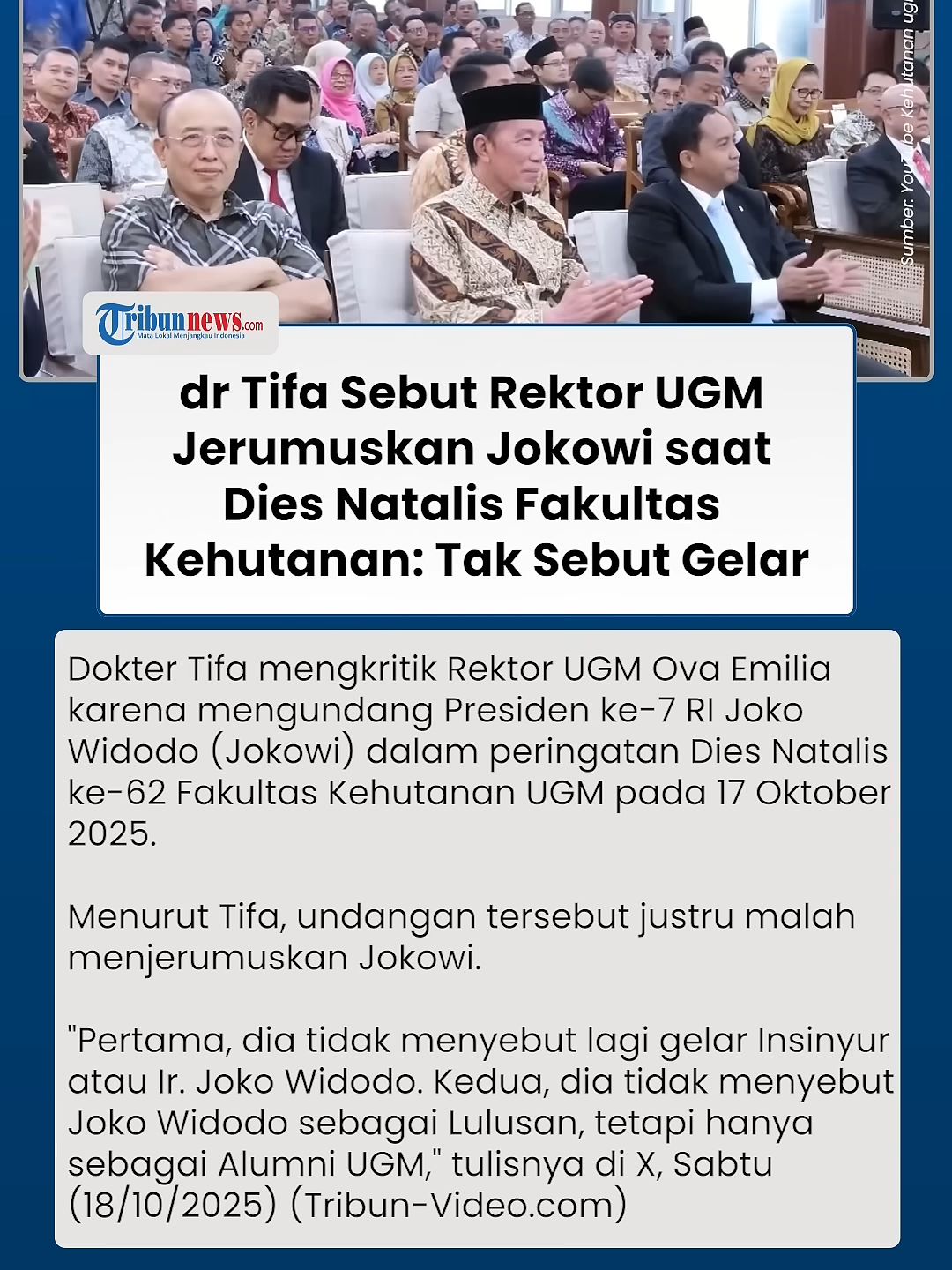 Soroti Kejanggalan Pidato Rektor UGM di Depan Jokowi, Dokter Tifa Semakin Yakin soal Ijazah Palsu  #ugm #jokowi #ijazahpalsu #tifa #beritaterkini #beritaviral