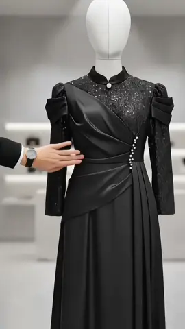 ✨Tampil anggun dengan sentuhan elegan! Gamis hitam ini memadukan bahan satin dan payet mewah, lengkap dengan detail kancing mutiara yang menawan. Sempurna untuk acara formal dan malam istimewa 💫 #GamisMewah #BusanaElegan #FashionMuslim #OotdHijab #GayaBerkelas 