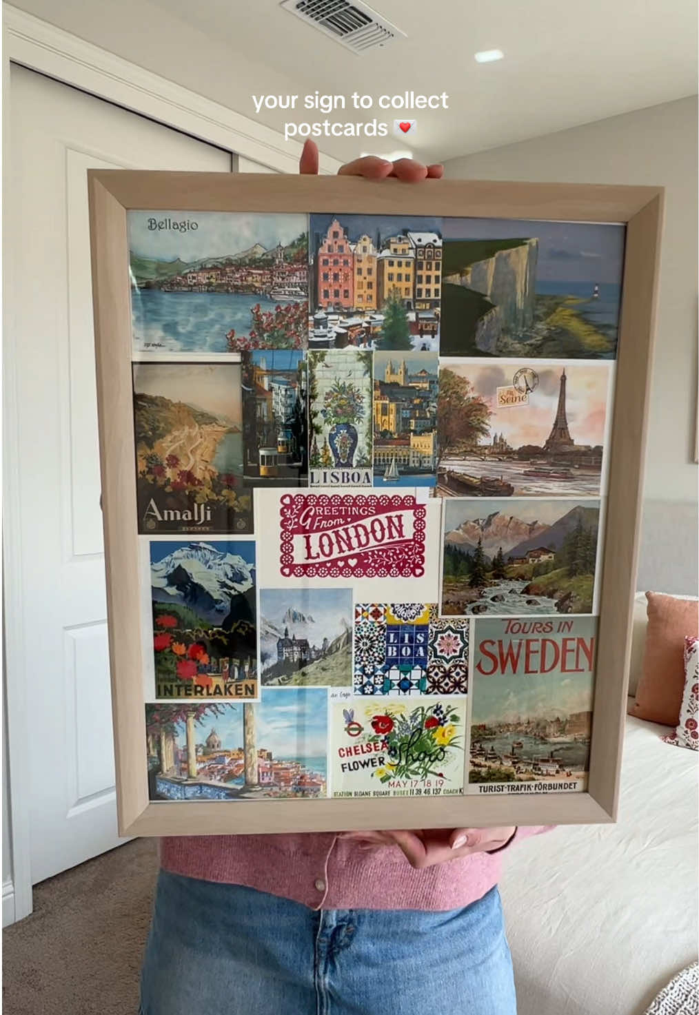 finally framed some of my postcards 🥹💌 I’ve been wanting to do this for soooo long so one of my first projects since being home is framing some of my favs <3 #postcards #postcardcollection #framingpostcards #travel #traveltiktok 