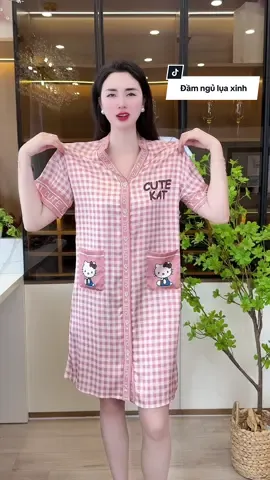 Váy ngủ lụa cổ Y kẻ caro xinh #thudongxudaily #damngu #vaylua #donguxinh 