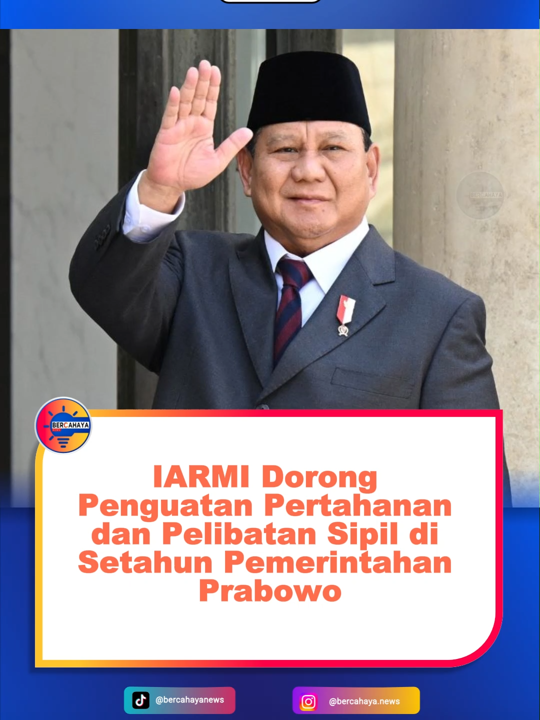 IARMI mendorong penguatan sistem pertahanan nasional yang adaptif, modern, dan berbasis partisipasi rakyat di tahun pertama pemerintahan Prabowo. Menurut IARMI, tantangan global yang semakin kompleks menuntut Indonesia memiliki sistem pertahanan yang tidak hanya mengandalkan kekuatan militer, tetapi juga melibatkan seluruh elemen masyarakat. Pelibatan aktif komponen sipil dalam upaya bela negara dinilai menjadi kunci untuk membangun ketahanan nasional yang menyeluruh dan berkelanjutan. Melalui sinergi antara militer, pemerintah, dan masyarakat sipil, IARMI berharap semangat gotong royong dalam menjaga kedaulatan negara dapat terus diperkuat. Upaya ini juga sejalan dengan visi pemerintahan Prabowo untuk mewujudkan pertahanan yang kuat, profesional, dan mandiri, sekaligus menumbuhkan kesadaran bela negara di semua lapisan masyarakat. Dengan langkah-langkah konkret ini, Indonesia diharapkan mampu menghadapi berbagai tantangan keamanan regional dan global secara lebih tangguh dan berdaulat. #IARMI #PertahananNasional #PrabowoGibran #BelaNegara #SinergiSipilMiliter #KetahananNasional #IndonesiaTangguh #GotongRoyong #PertahananModern #KedaulatanNegara