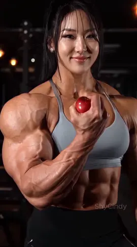 Apple crush, wanna drink? #applecrush #strongwoman #ai #muscularwoman #femalemuscle 