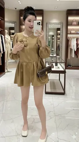 Váy Babydoll Nâu Đính Hoa Nổi #tramy2clothing #vaybabydol #thoitrangnu #trending 