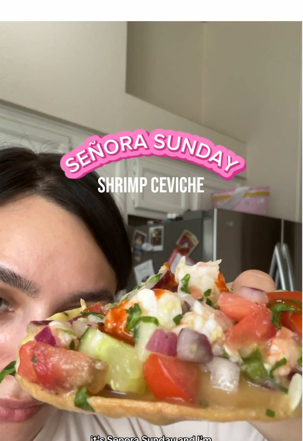 I cheat and cook the shrimp I know it’s frowned upon 😵‍💫😂 but it’s so good lol so this is shrimp ceviche the lazy way i guess.  I use  Roma tomato  Cilantro  English cucumber  Red onion  Jalapeño  Lemon & avocado  Garlic salt & salt  #ceviche #señora #cooking #yum 