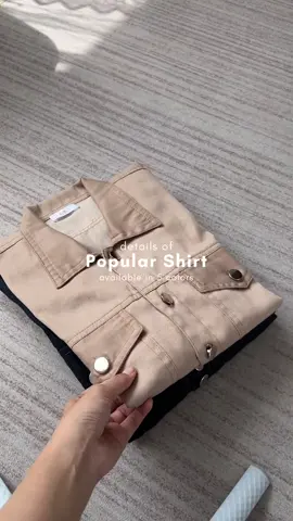 The details of Popular Shirt!  What is ur favorite color bestie?😛 Checkout dikeranjang sekarang 🫵🏻 #hloutfit #ootdinspo #fitcheck 