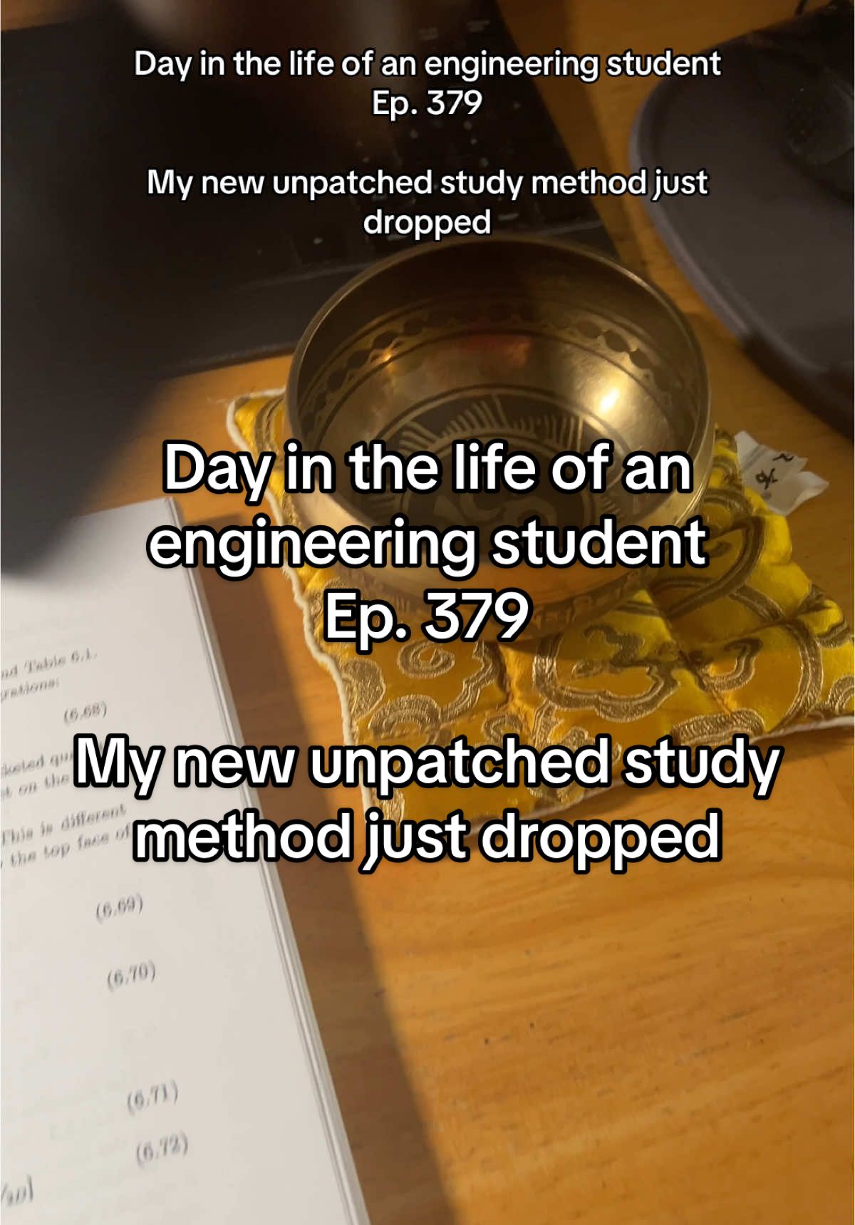 My new unpatched study method just dropped - Day in the life of an engineering student Ep. 379 Himalayan Bowl Study Method ______ About this page, The Potential Dropout: Day in the life of an engineering student was originally started by The Potential Dropout (me) on TikTok as a vlog series in December of 2021, in my first semester of university as a mechanical engineering student. I was failing my Calculus class at that point. Little did I know the video resonated with so many overnight, making the series a viral one on the Internet. Ever since then, hundreds of episodes came out, and the series documented my evolution as a person and a student through this challenging, yet eventful academic journey that taught me priceless lessons and shaped me into who I am today. Despite my ironic name, the series' main purpose is to help other struggling students cope and navigate through their journey and encourage them to become a better version of themselves. The main message is to not give up, no matter the setbacks.  I’ve been documenting everything, from all-nighters and moments of failure to lessons, growth, and personal wins. Today, that journey has resonated with an audience of over 300,000 loyal followers around the world. My content has reached hundreds of millions of views.  Since then, we've expanded to  - Instagram (relatable STEM memes that I made or found),  - YouTube (longer-form videos where I teach you courses and tips and tricks and offer mental health advice), - Discord (a community of over 11k members!),  - PATREON, where I share you my notes and other resources that helped me survive through my courses at McGill. If you want to support me, it's there!  All links are in my bio. #engineering #physics #math  #thepotentialdropout  #mathematics  #engineeringmemes #physicsmemes #mathmemes #mechanicalengineering #aerospaceengineering #fluiddynamics #thermodynamics #dynamics #quantumphysics #civilengineering #chemicalengineering #electricalengineering #mcgill #memes #student #engineeringstudent #university #uni #college #3dprinting #engineeringprojects #cheatsheet #cribsheet 