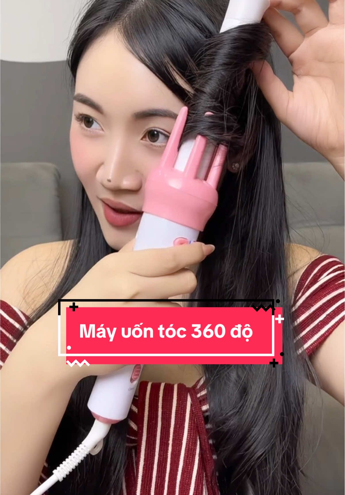 Máy uốn tóc xoăn tự động xoay 360 độ, giúp làm tóc dễ đang và tiết kiệm thời gian #maylamtoc #maylamxoan #mayuontoc 
