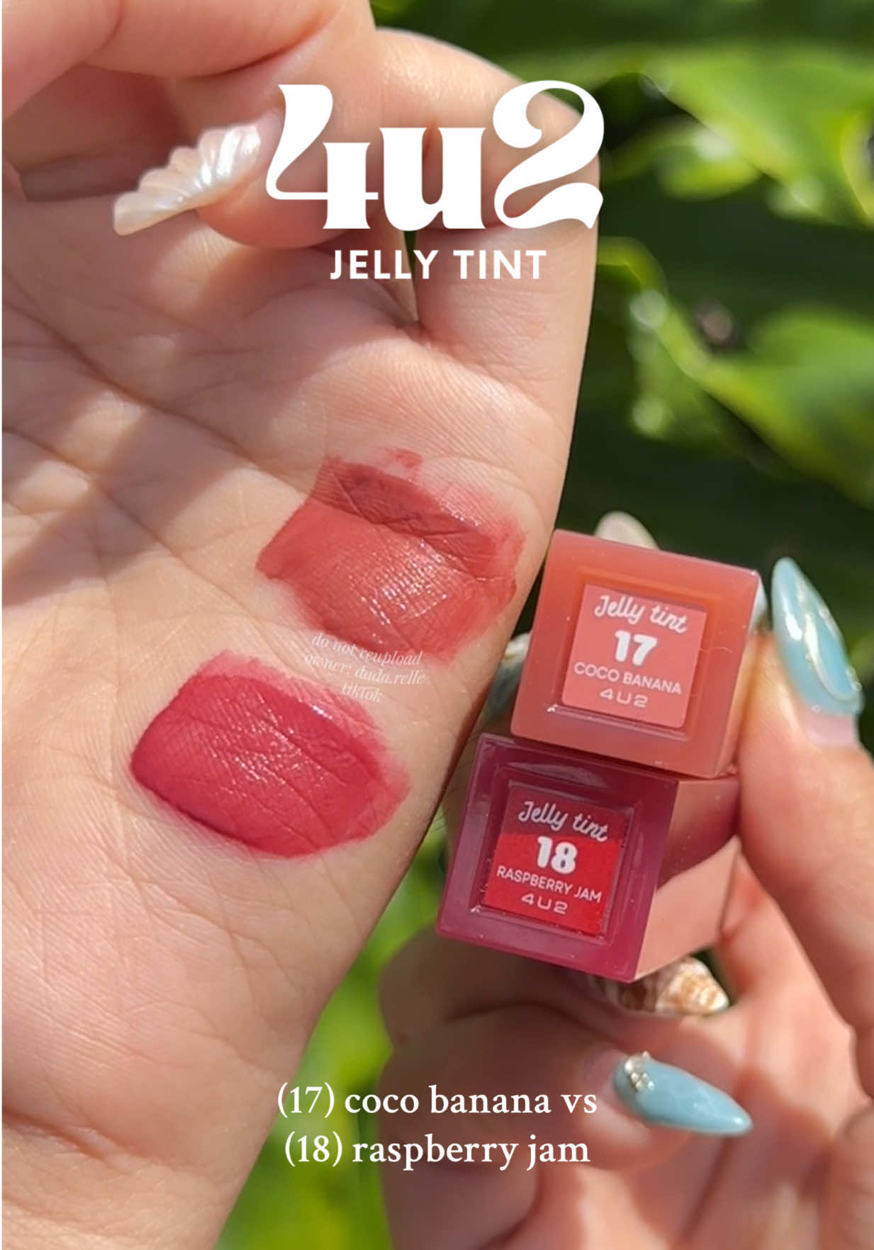 (17) coco banana vs (18) raspberry jam   🫦✨ 4u2 Jelly Tint 💄  #4u2 #4u2thailand  #4u2jellytint #liptint #makeup 