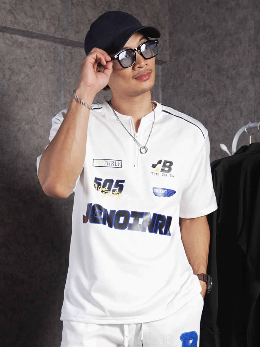 Unisex Half-zip Oversized Shirt Racing Suite Retro Style perfect for streetwear🔥 @renki.3  #oversizedshirt #oversizedtshirt  #streetwear #koreanstylefashion #shirtformen 