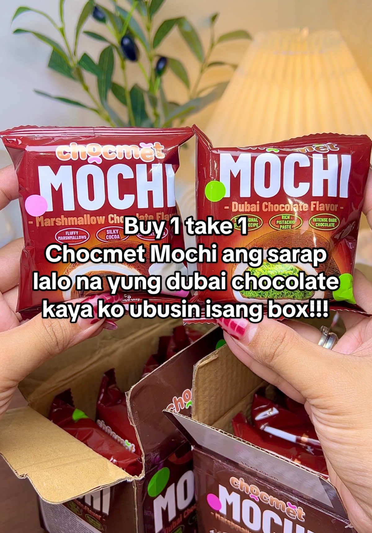Buy 1 take 1 Chocmet Mochi ang sarap lalo na yung dubai chocolate kaya ko ubusin isang box!!! #chocmet #mochi #mochis #dubaichocolate #marshmallowchocolate 