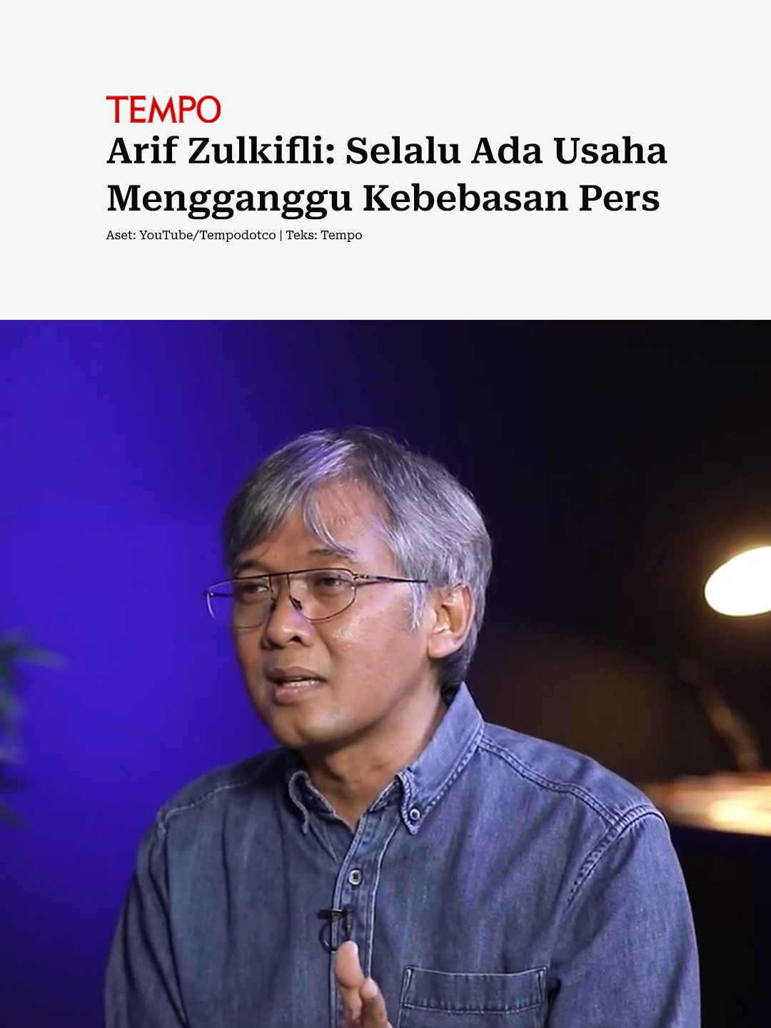 Direktur Utama Tempo Media Arif Zulkifli mengatakan akan selalu ada upaya mengganggu kebebasan pers. Menurut dia, setiap rezim tidak suka dengan pers yang bebas karena menghalangi nafsu kekuasaan yang berlebihan. Karena itu kebebasan pers penting menopang demokrasi yang sehat. Tonton obrolan lengkapnya Omon-Omon di YouTube, setiap Rabu jam 3 sore. #kebebasan  #pers #omonomontempo #tempodotco #tempomedia