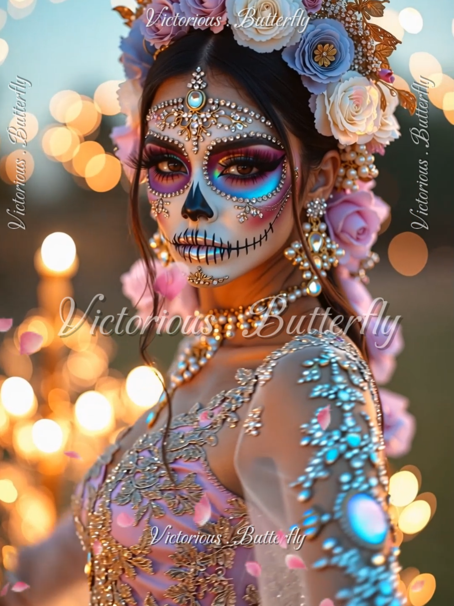 Catrina Color Rosa🌸 Pink Sugar Skull 🌸 #catrina  #catrinaglam  #catrinamakeup  #sugarskull  #sugarskullglam  #glam  #victoriousbutterfly #AIVICTORIOUS #IAVICTORIOUS #AIARTIST #ARTISTAIA #ia #ai #aimodel #modelo #model #victorious #butterfly  @carlamorrison