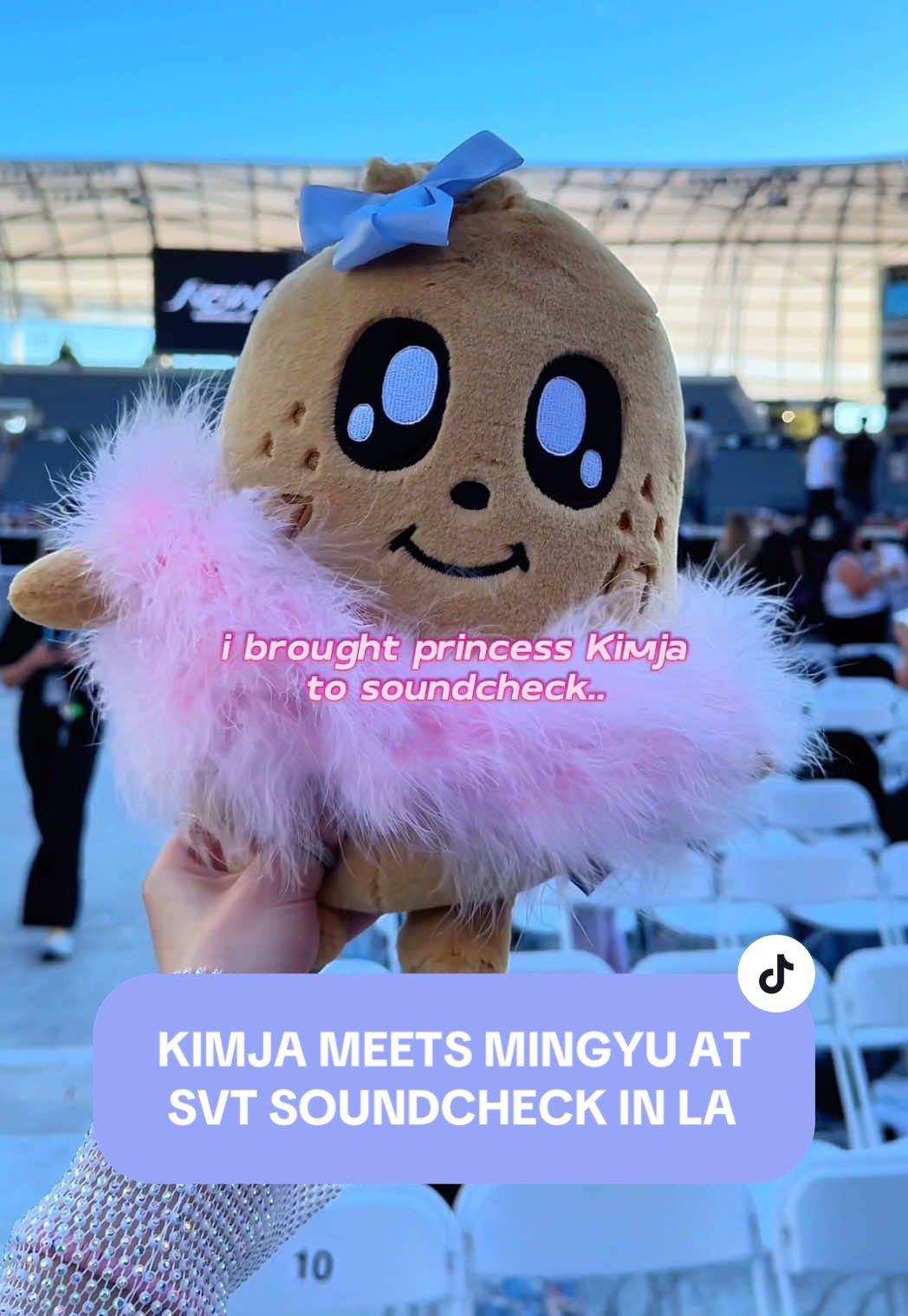 umm ok.. hi Mingyu ..🧍🏻..🧍🏼‍♀️🥔🎀  .. i brought princess Kimja out at the Seventeen soundcheck for day 2 in LA 😌💎💕✨ i couldn’t stop smiling to myself about how cute the feather outfit and bow were 😂 i’m obsessed 😂 🎀🍬 KARAMELS! i have so many cute concert videos to share with you !! i think i get overwhelmed cos there’s so many and i don’t know where to begin.. 🙈 but i hope you have a beautiful start to your week, and thank you again for everything 🥹🫶🏻💕 #mingyu #kimmingyu #seventeen #svt #세븐틴 