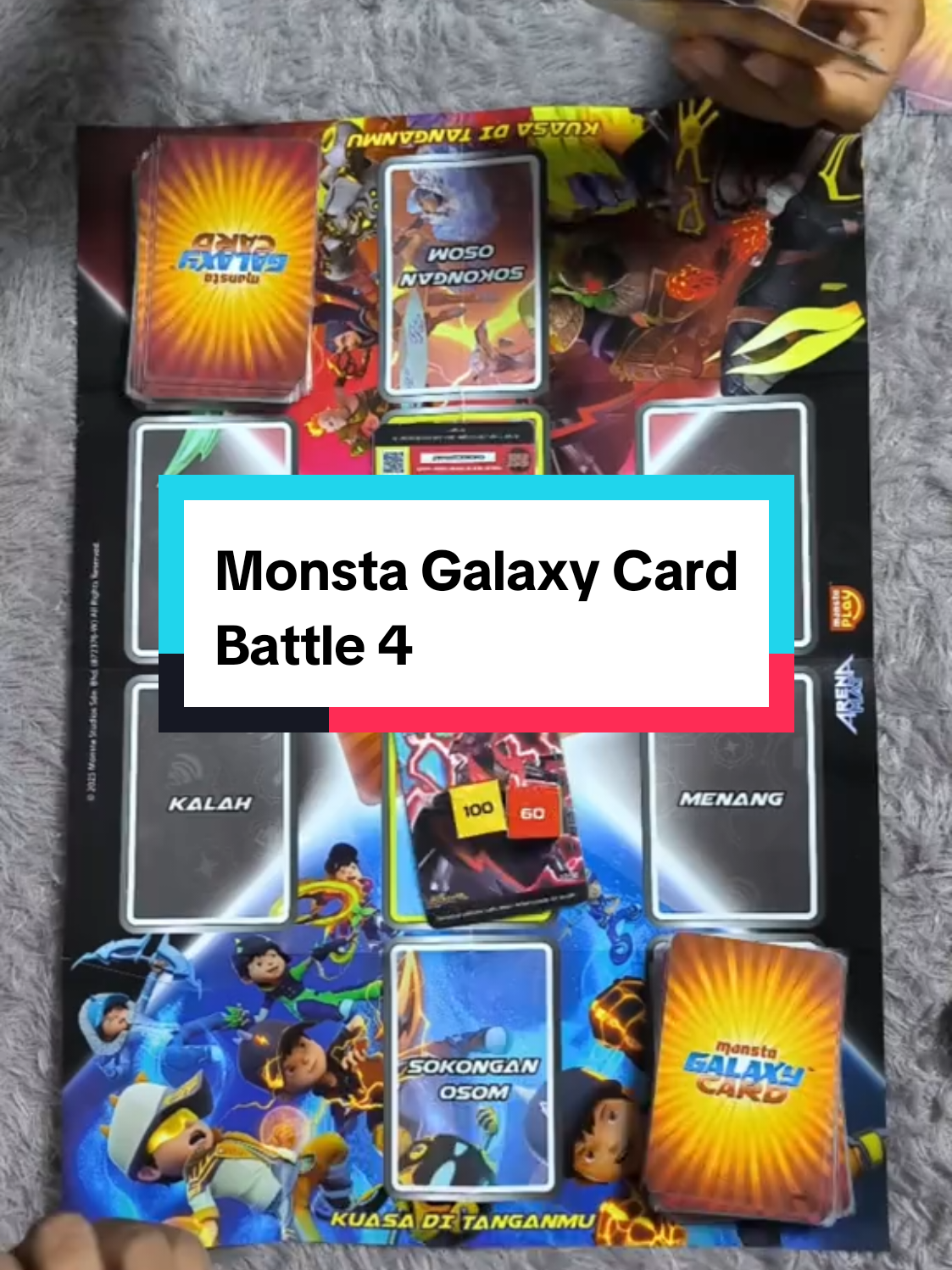 Battle Monsta Galaxy Card, hmmm mungkin terlalu banyak kartu bersyarat dan pendukung, jadi masih singkat padat, menang 🙃 #fyp #boboiboy #boboiboygalaxy #monstagalaxycard #chokichoki 