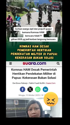 Komisi Nasional Hak Asasi Manusia (Komnas HAM) mengecam meningkatnya kekerasan dan konflik bersenjata yang kembali pecah di wilayah Papua Tengah dan Papua Barat dalam sepekan terakhir. Lembaga itu menilai, deretan peristiwa yang menelan korban jiwa tersebut menunjukkan masih kuatnya pendekatan militeristik dalam menangani situasi di Papua. Komnas HAM kalian datang aja ke PAPUA ☠️☠️☠️ .. #papua #fyp #opm #tni #komnasham 