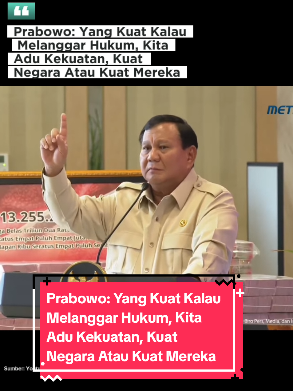 Presiden Prabowo mengajak Kementerian dan Lembaga untuk membantunya menegakkan kebenaran dan membela rakyat yang lemah. 