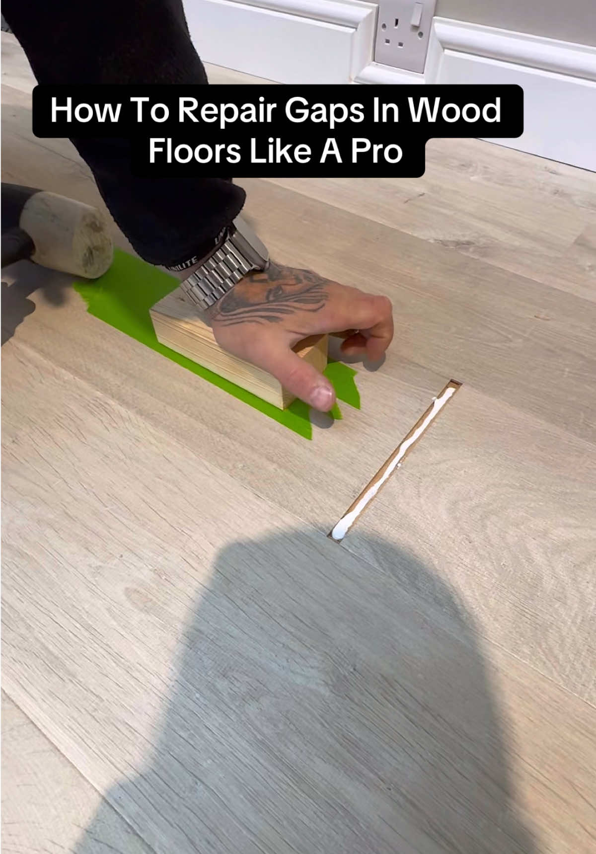How To Repair Gaps In Wood Floors Like A Pro #DIY #hacks #flooring #fyp #asmr 