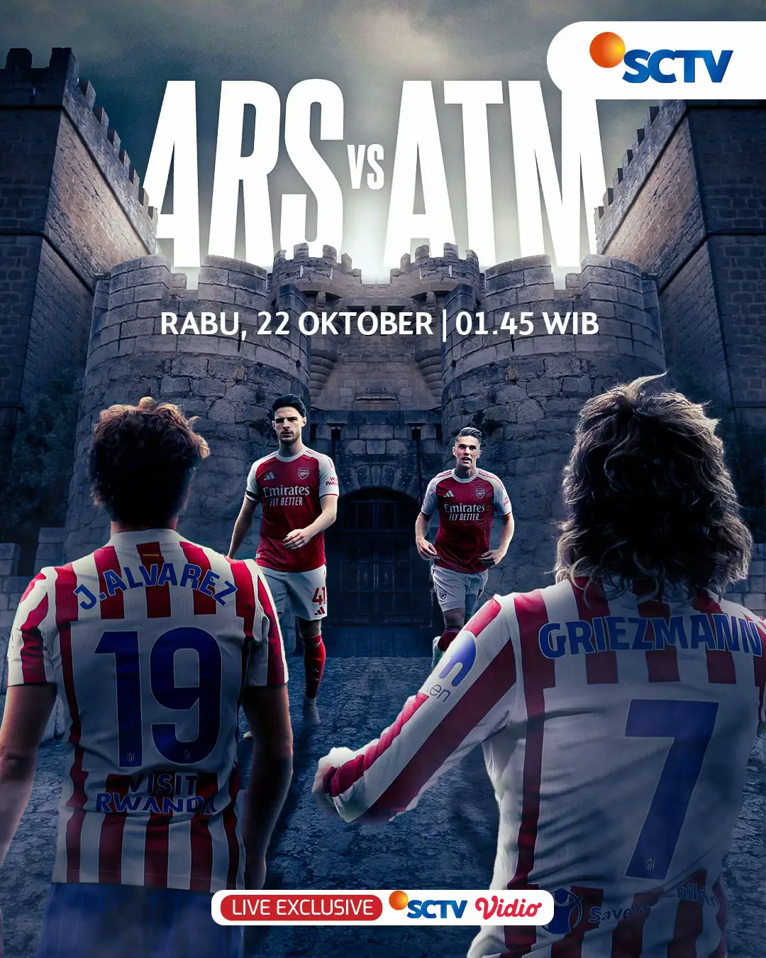 UEFA Champions League Matchday 3‼️ Arsenal akan bertemu dengan Atletico Madrid dalam pekan ketiga UEFA Champions League. Saksikan Arsenal vs Atletico Madrid Rabu, 22 Oktober 2025 pukul 01.45 WIB hanya di SCTV dan Vidio. #SCTVSports #UEFAChampionsLeague
