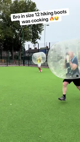 Press performance 🥾😉#spartacusbubble #bubblefootball #zorbing #viralvideos #footballfunny 