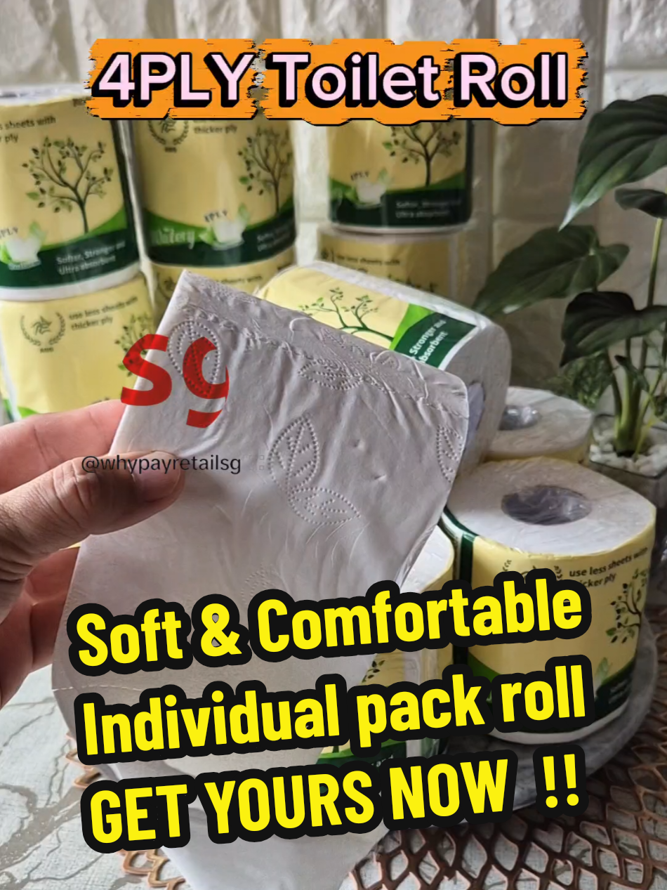 Soft & Thick Cushion Soft 4ply Toilet Roll paper. Soft And Comfortable And Individual pack roll .❤️❤️🧻 HURRY,  GET YOURS NOW  !!! #toiletpaper #toiletroll #tissue #tiktokfinds #tiktokshop 