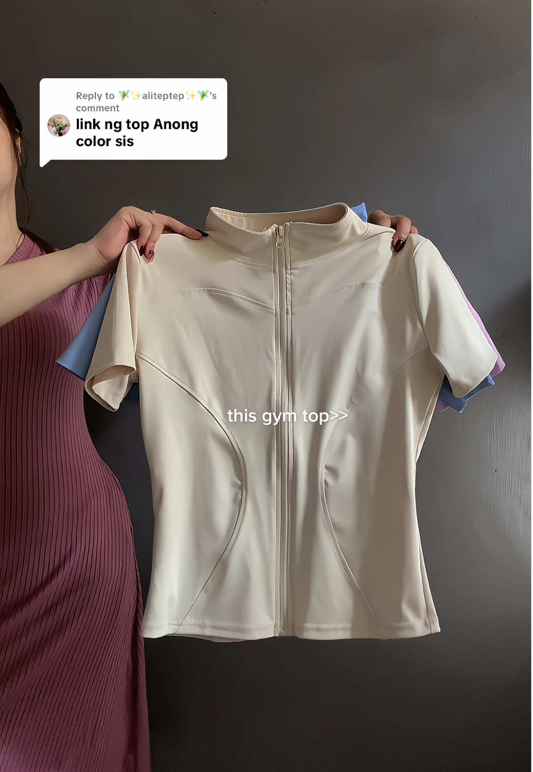 Replying to @🧚✨aliteptep✨🧚 ivory white sis yung suot ko na gym top dun ☺️ #gymtop #joggingoutfit #gymoutfit #fyp 