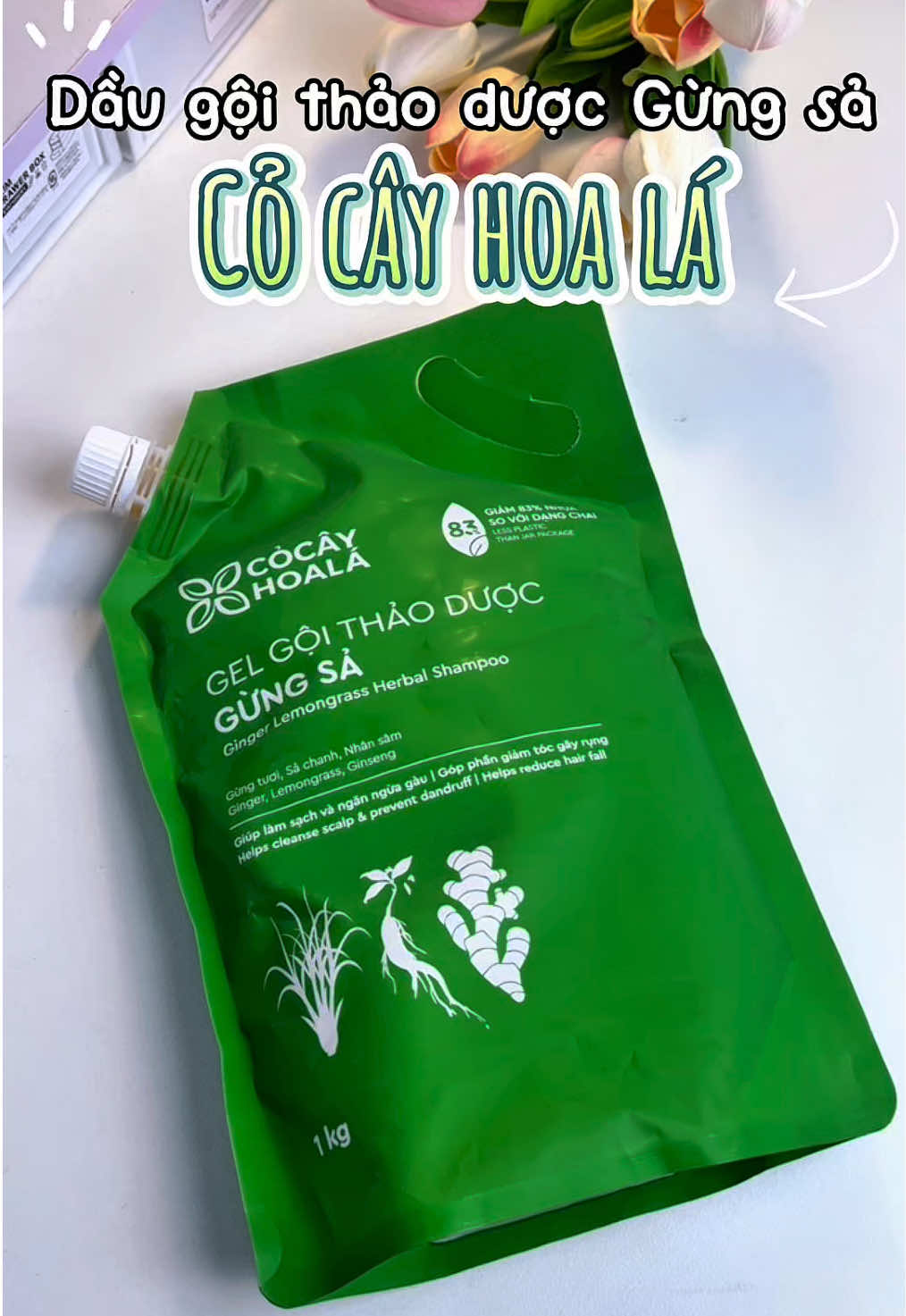 Dầu gội thảo dược gừng sả Cỏ cây hoa lá gói 1kg tiết kiệm #daugoi #trangsota #daugoithaoduoc #LearnOnTikTok #chamsoctoc 