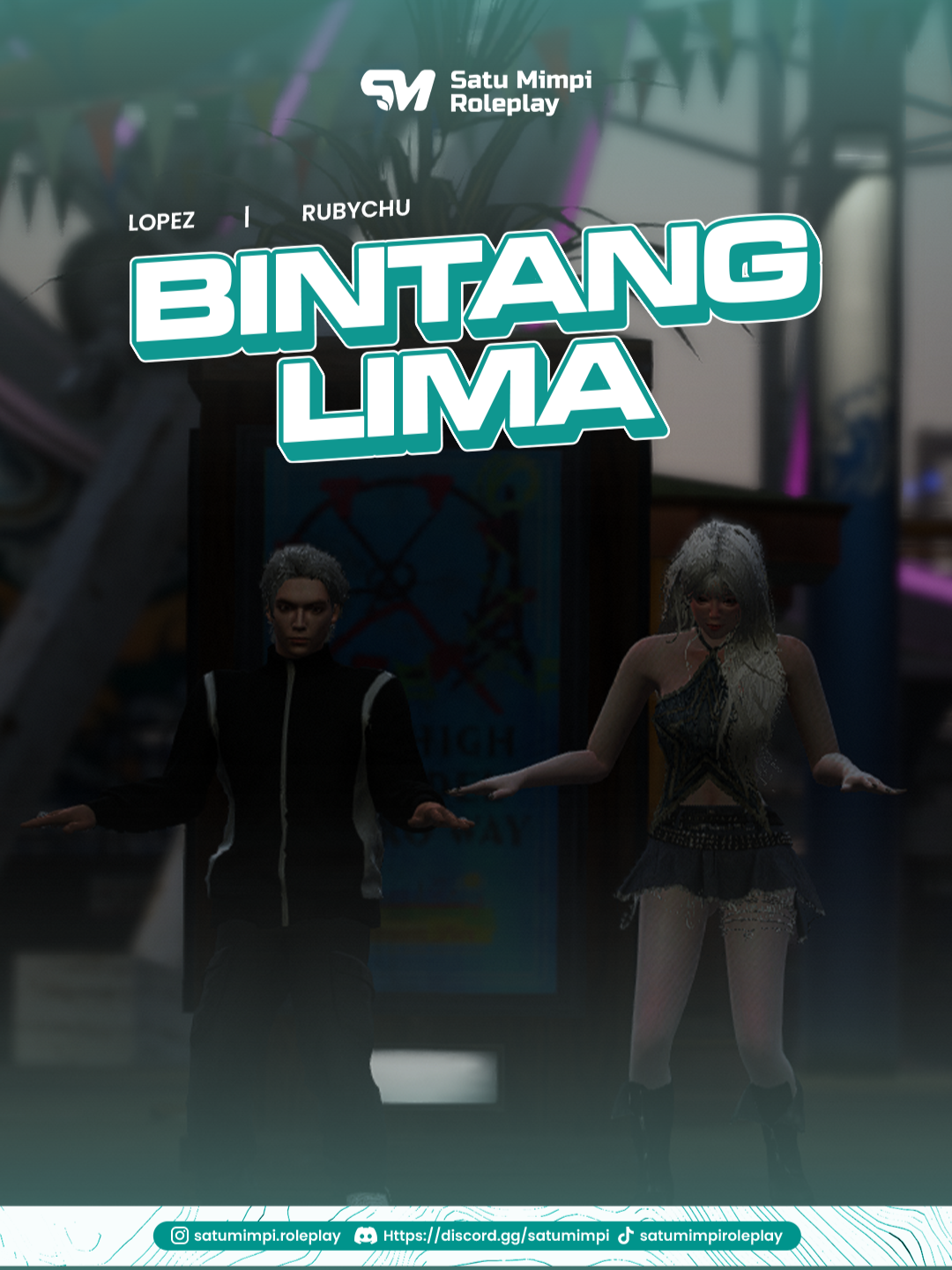 ✨ TREND ALERT: BINTANG LIMA! 🚨 Duet ikonik antara Lopez (@lopezhehe) & RubyCHU (@rubychu666) lagi mengguncang kota dengan dance trend paling panas di Satu Mimpi Roleplay! 🍃 Gerakan keren, chemistry yang meledak, dan vibe tren hipdut bikin warga kota gak bisa diam! 💃🕺 Tunggu apa lagi? Yuk gabung dan ikut joget bareng di kota Satu Mimpi yang gak pernah kehabisan tren seru! 💫  🔗 JOIN DISCORD LINK DI BIO: discord.gg/satumimpi #SatuMimpiRoleplay #SMRP #BintangLima #gtavroleplayindonesia #RoleplayIndonesia