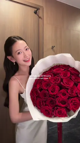 20/10 made sweeter with red roses from him 🤍