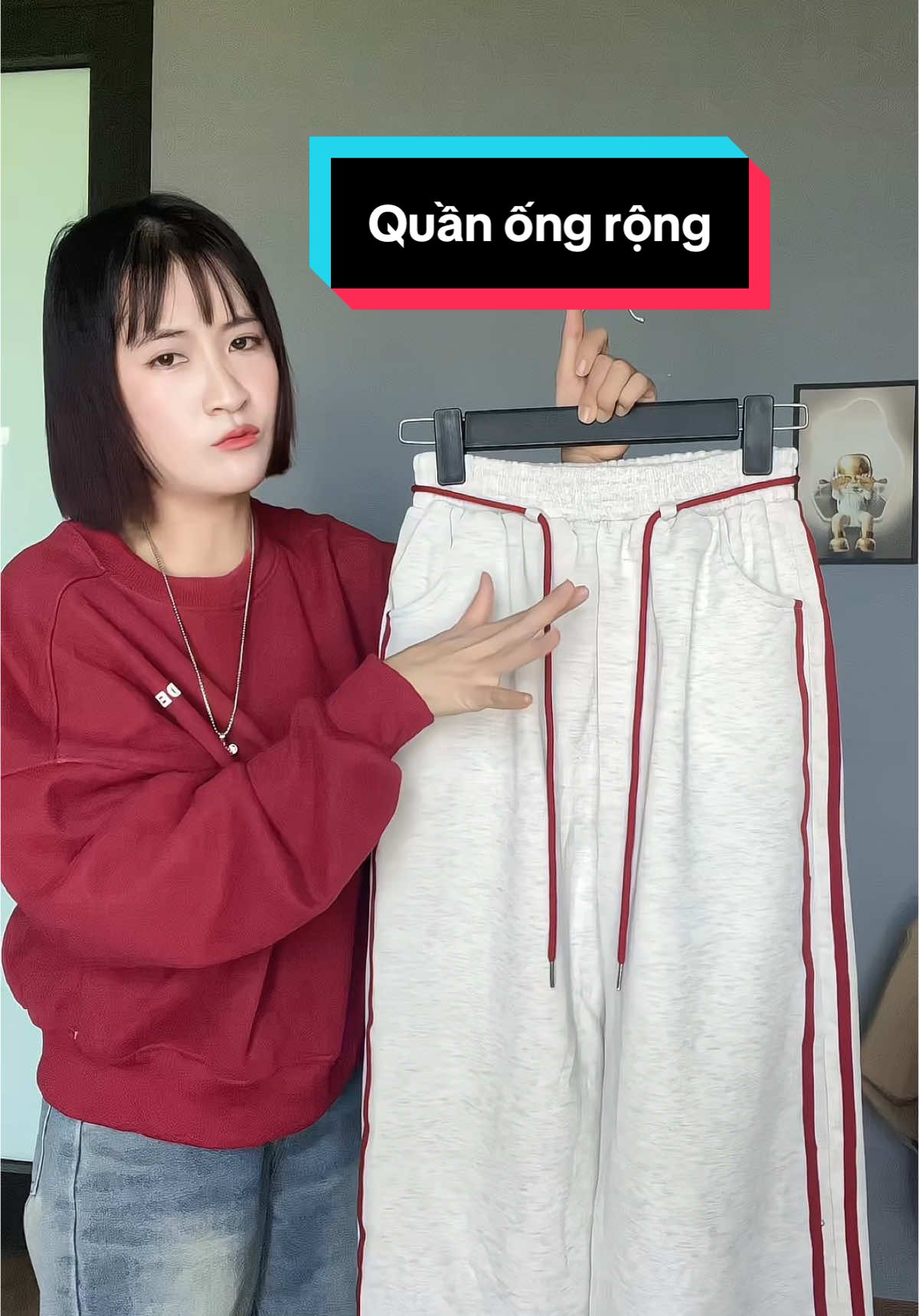 Quần ống rộng vải ép 2 da dày dặn, phom đẹp, có viền 2 bên