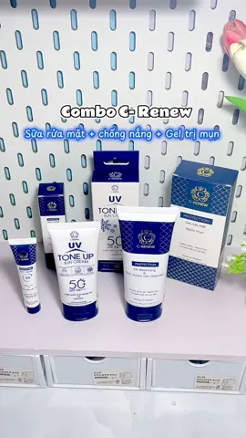 Combo Kem Chống nắng Tone Up + sữa rửa mặt + gel trị mụn #combochamsocda #kemchongnang #suaruamat #geltrimun #chamsocdamat #goclamdep #skincare #crenew #lamdep #xuhuong #xuhuongtiktok #unboxing 