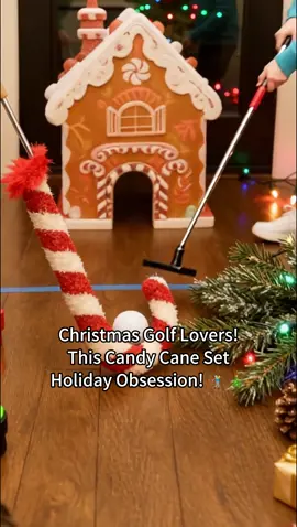 Holiday fun alert! Candy cane golf set with gingerbread house - family Christmas hit! #christmasgolf #golfgame #santagiftideas #christmas2025 #christmastreedecorating  