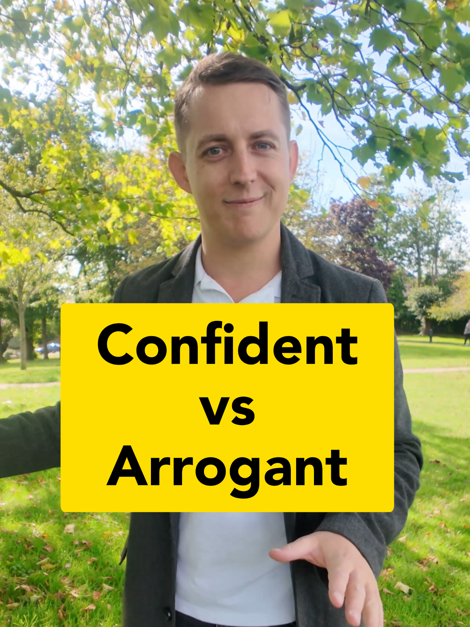 Confident vs Arrogant Is it good to believe in yourself? Most people would say yes. But… what if you think you’re better than everyone else? In English, we have two different words for this. Confident and arrogant. A confident person believes in their own skills.  But they also respect other people. “I’m a confident English teacher”. An arrogant person believes they’re the best.  And they want everyone to know it. “I don’t need help — I’m already the best”. So… what do you think? Where’s the line between confidence and arrogance? #englishclass #englishlesson #englishteacher