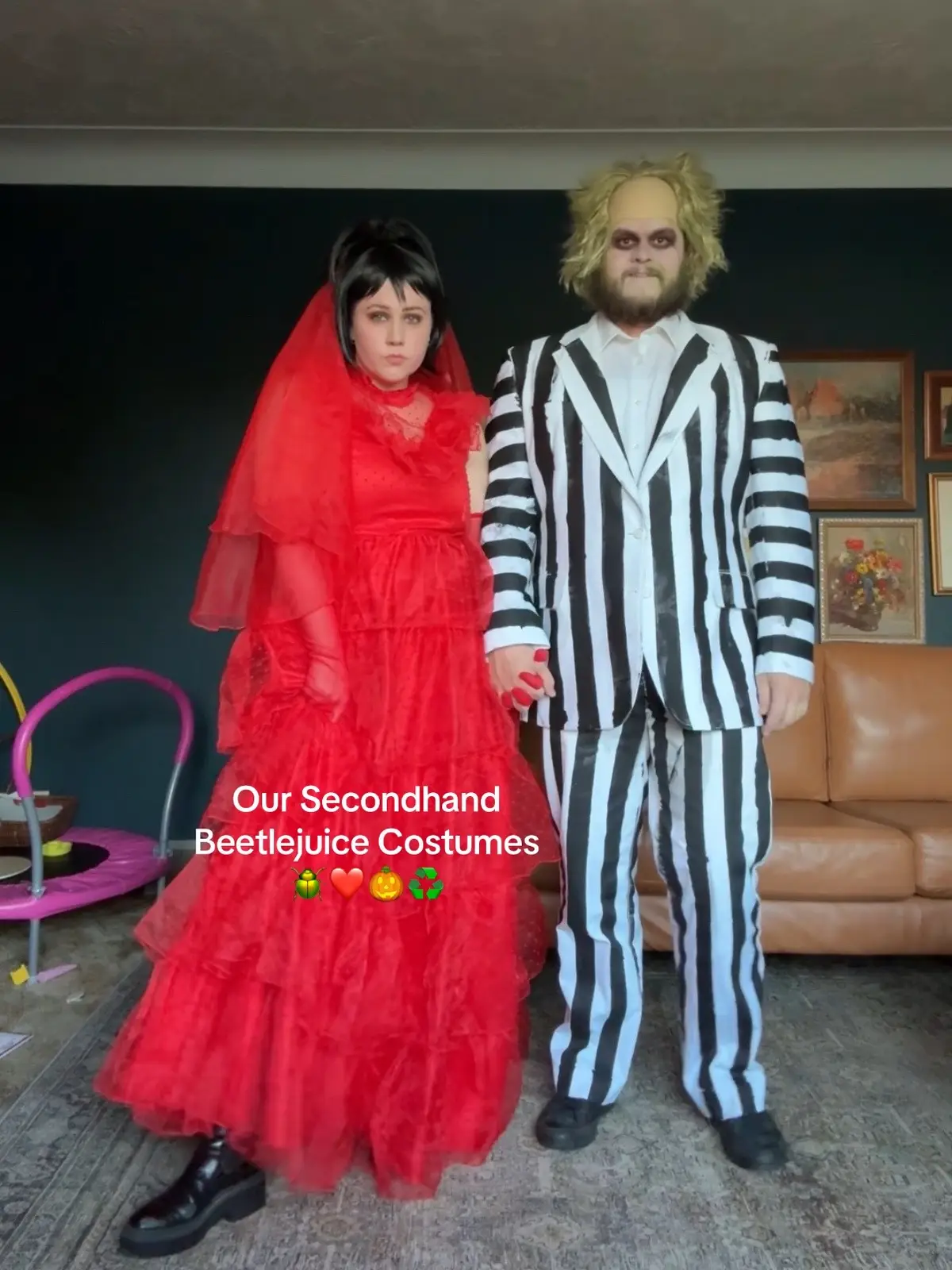 I LOVE Halloween and dressing up but always try to check Facebook Marketplace and thrift stores first! It’s so fun to see what you can find 😍 I really hope this inspires you to check secondhand first for your costumes if you can 🥰 #beetlejuice #lydiadeetz #couplecostumes #couplecostumeideas #halloweencostumeideas2023 