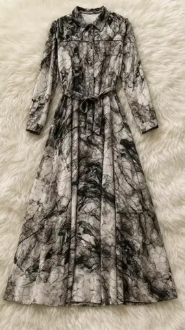 Long Dress Vintage Wanita Motif Retro Salur High Quality Gaun Floral Lengan Panjang Casual Resleting Samping Gamis Kekinian M470 #dresswanita #gaunwanita #dresslenganpanjang 