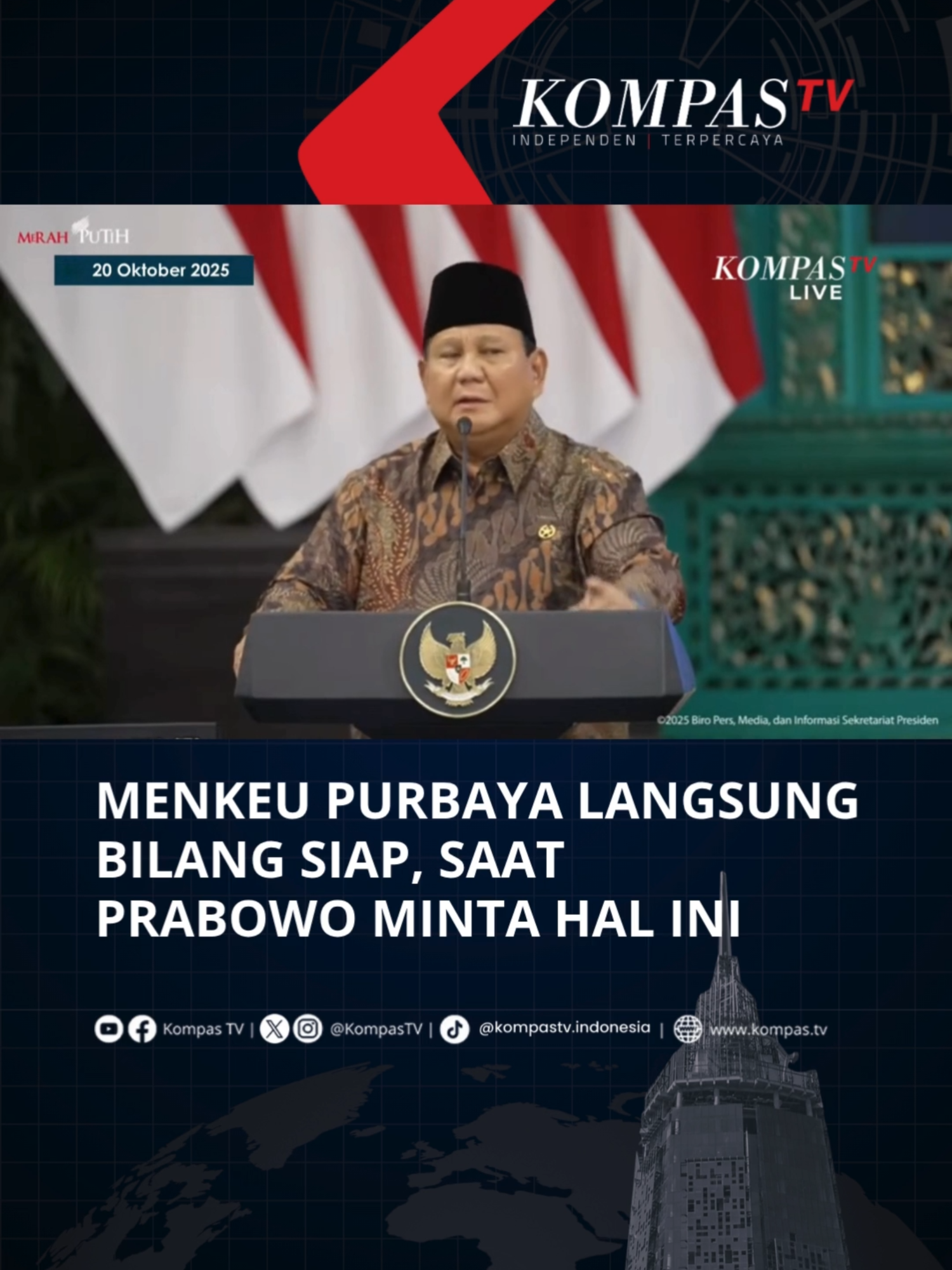 Presiden Prabowo sempat meminta Menkeu Purbaya Yudhi Sadewa untuk mendukung dicetaknya buku pelajaran dengan tulisan yang besar. Presiden khawatir kalau anak-anak sekolah menulis sangat kecil ujungnya nanti dia harus pakai kacamata semua. Sebelumnya ia membahas terkait semua sekolah akan menambah layar-layar untuk belajar. Tuliskan komentarmu dan dapatkan berita terkini lainnya di www.kompas.tv serta youtube.com/kompastv #SOROTKompasTV#TikTokBerita