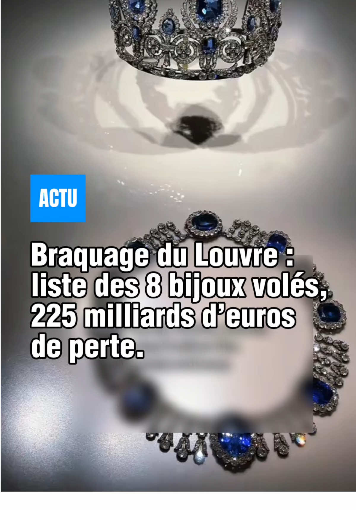 Braquage du Louvre : liste des 8 bijoux volés, 225 milliards € perdu. #louvre #paris #faitdivers #bijoux #lupin 